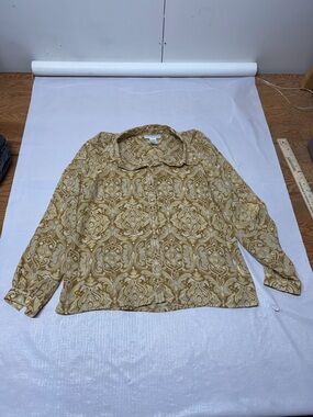 Sag Harbor Yellow Paisley-Print Button Down Shirt